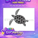 Free Detailed Black Turtle Free Swimming Free SVG - Instant Download
