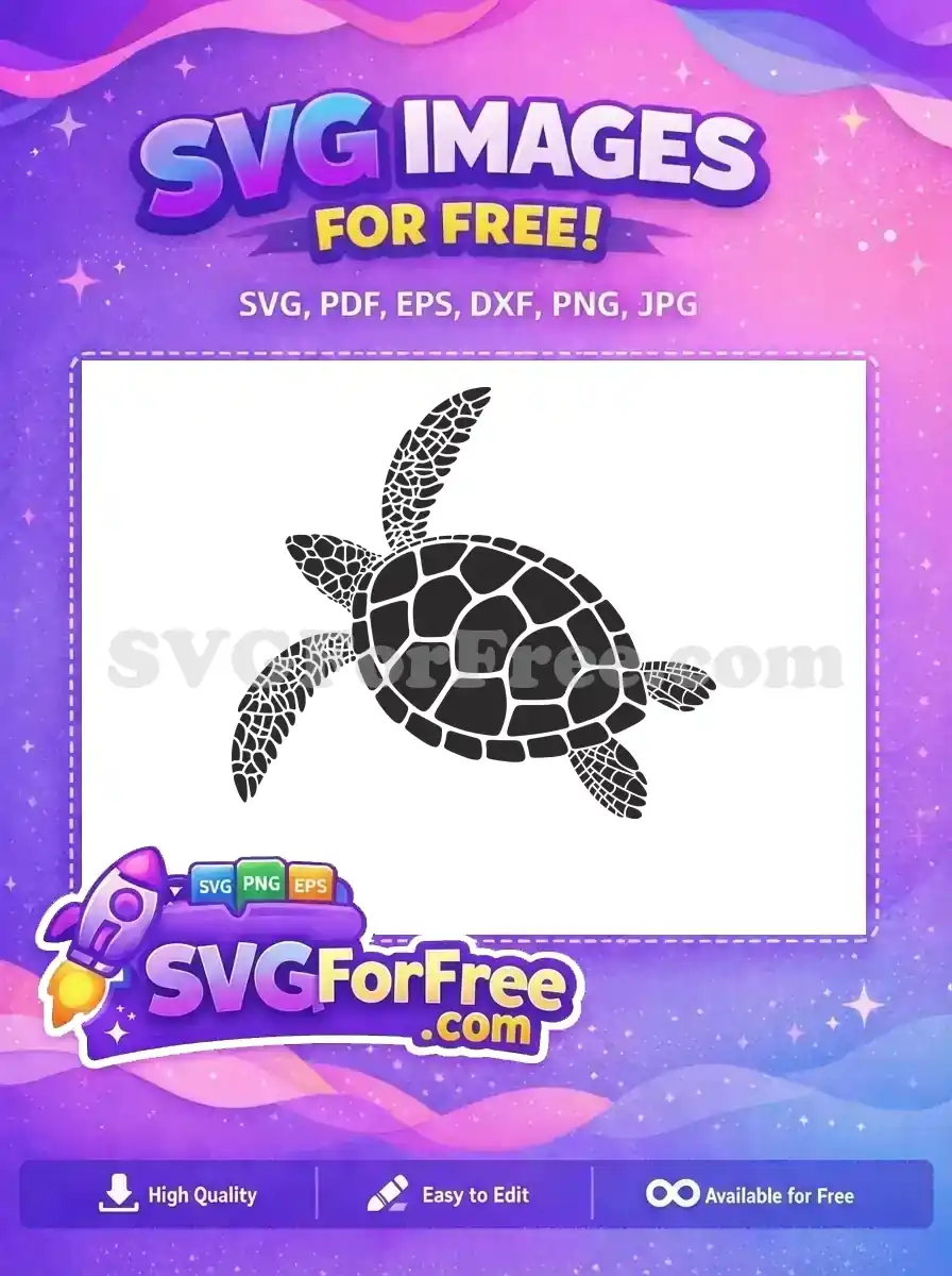 Free Detailed Black Turtle Free Swimming Free SVG