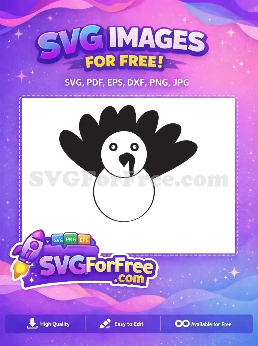 Free Black Feathered Free Simple Line Turkey Free SVG