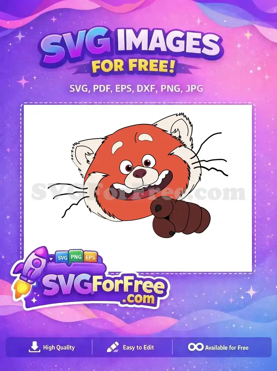 Free Cheerful Red Panda Free Pointing Finger Turning Red Free SVG