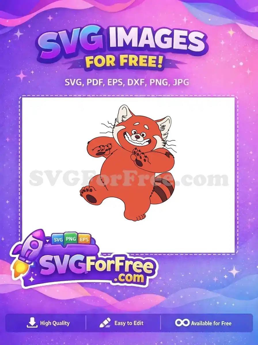 Free Smiling Red Panda Free Paws Up Turning Red Free SVG