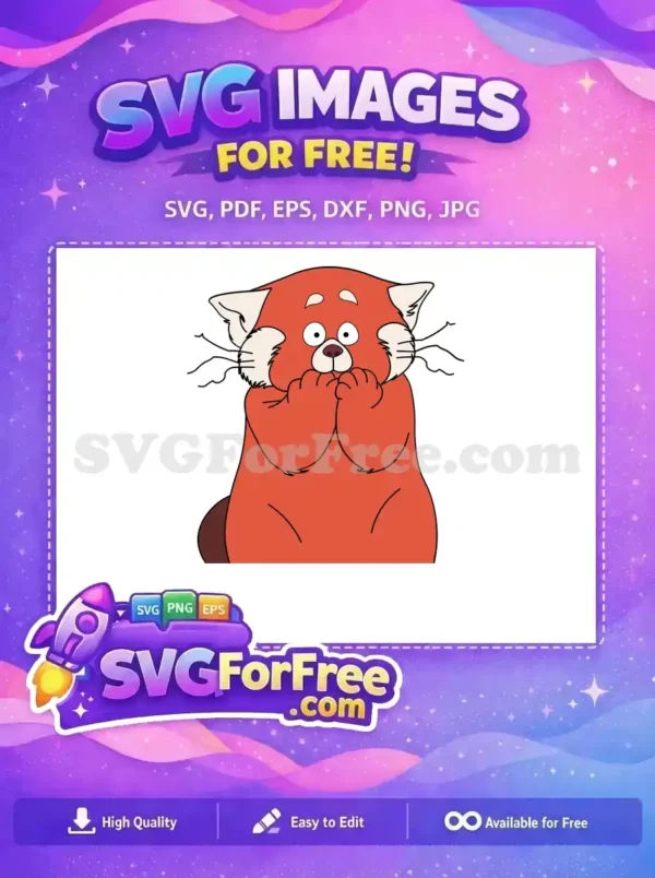 Free Scared Mei Red Panda Free Hands Covering Mouth Turning Red Free SVG