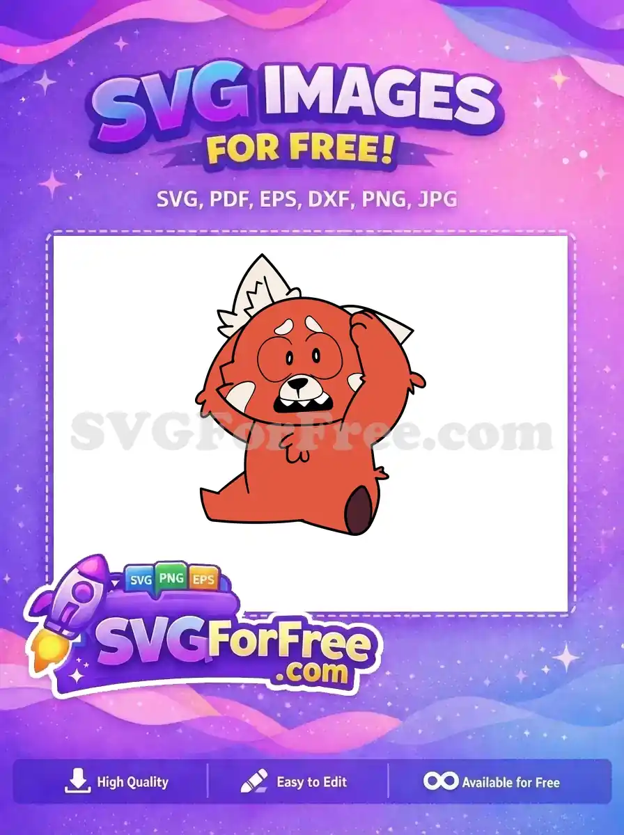Free Scared Mei Red Panda Free Hands Up Turning Red Free SVG