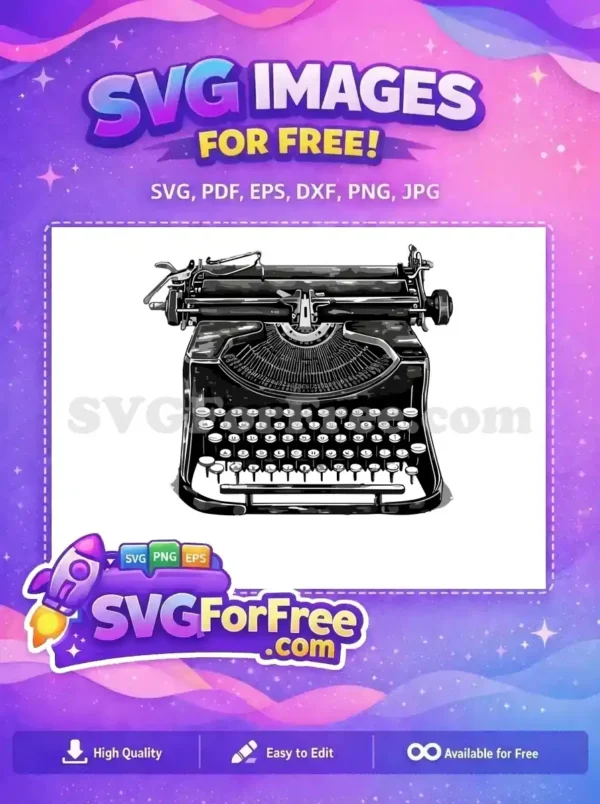 Free Detailed Keys Free Antique Typewriter Free SVG 1