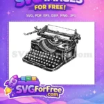 Free Vintage Typewriter Free Silhouette Detailed Gray Free SVG - Instant Download