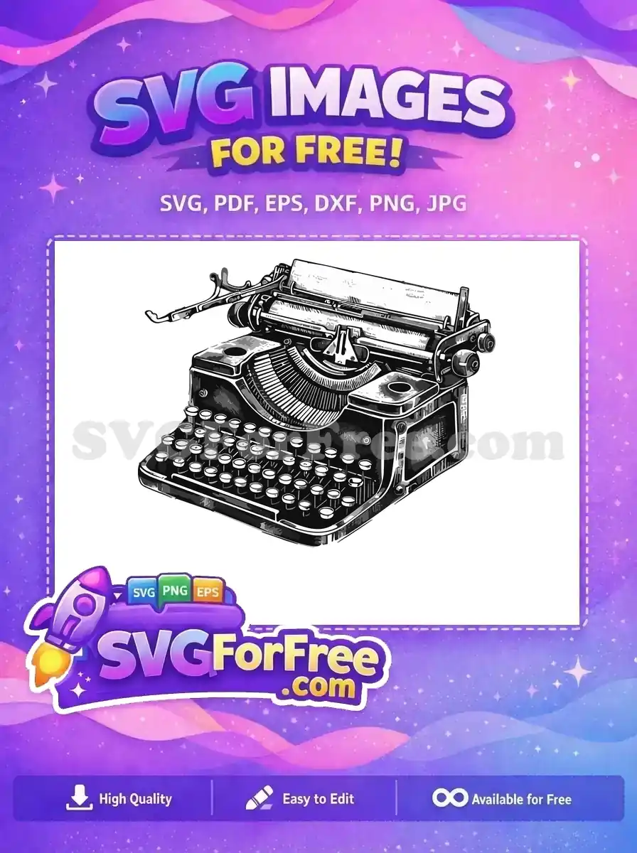 Free Vintage Typewriter Free Silhouette Detailed Gray Free SVG
