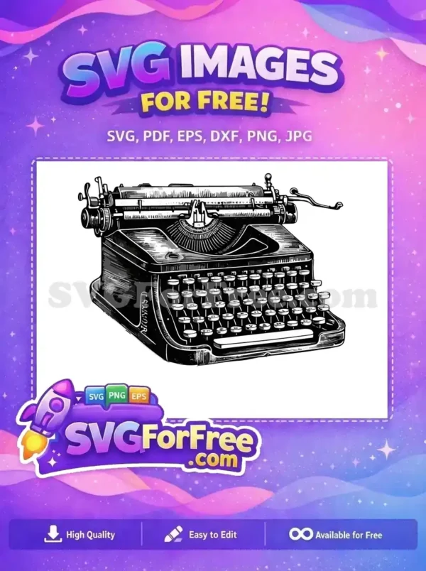 Free Vintage Typewriter Free Keys Silhouette Office Free SVG