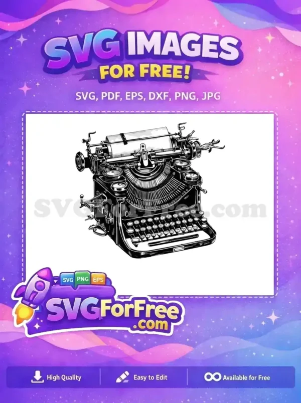 Free Detailed Keys Free Typewriter Silhouette Free Vintage SVG