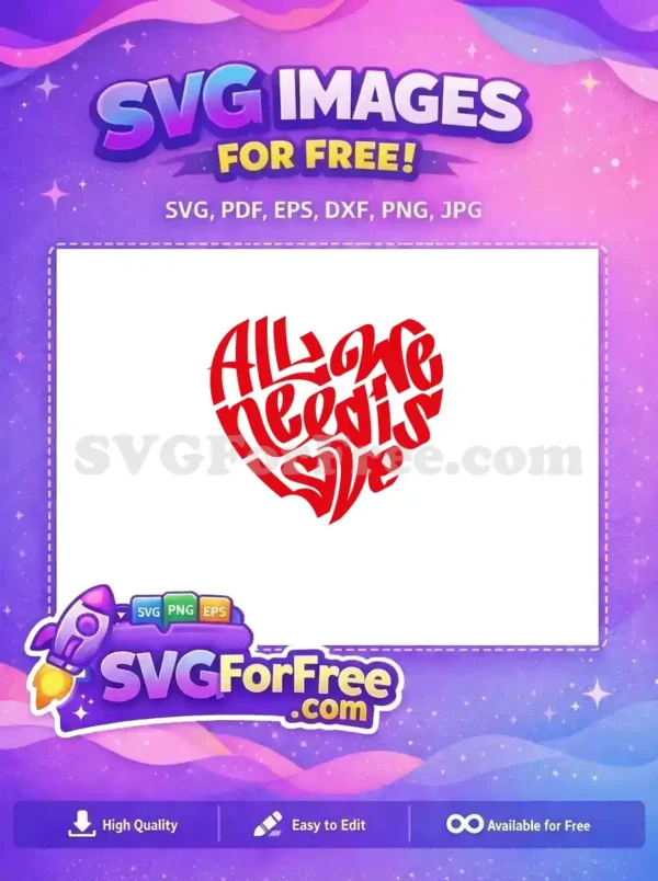 Free Red Heart Free All We Need Is Love Free SVG