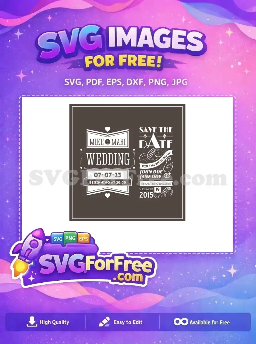 Free Wedding Invitation Free Save Date Typography Free SVG
