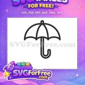 Free Black Handle Free Curved Canopy Umbrella Free SVG