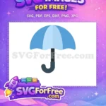 Free Light Blue Umbrella Free Weather Accessory Simple Free SVG - Instant Download