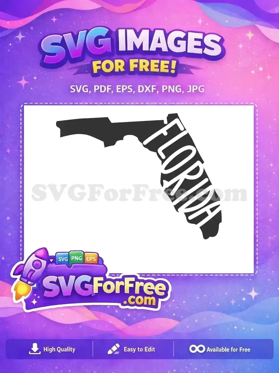 Free Black Florida Map Free State USA Free SVG