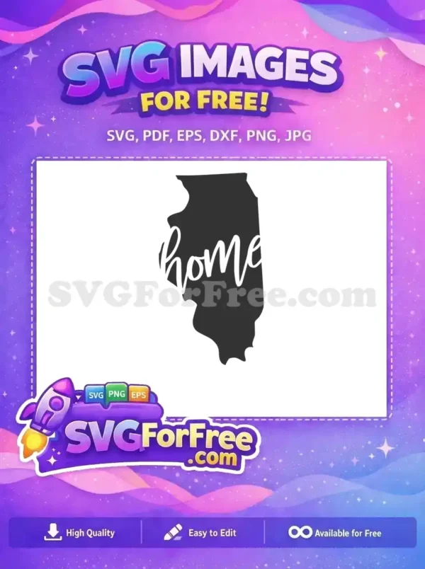 Free Illinois State Free Home Text Silhouette Free SVG