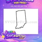 Free Indiana State Outline Free Black Border USA Free SVG - Instant Download
