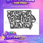 Free Floral Iowa Free Detailed Swirls USA Free SVG - Instant Download