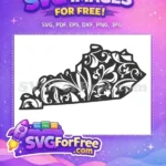 Free Floral Kentucky State Free Silhouette USA Free SVG - Instant Download