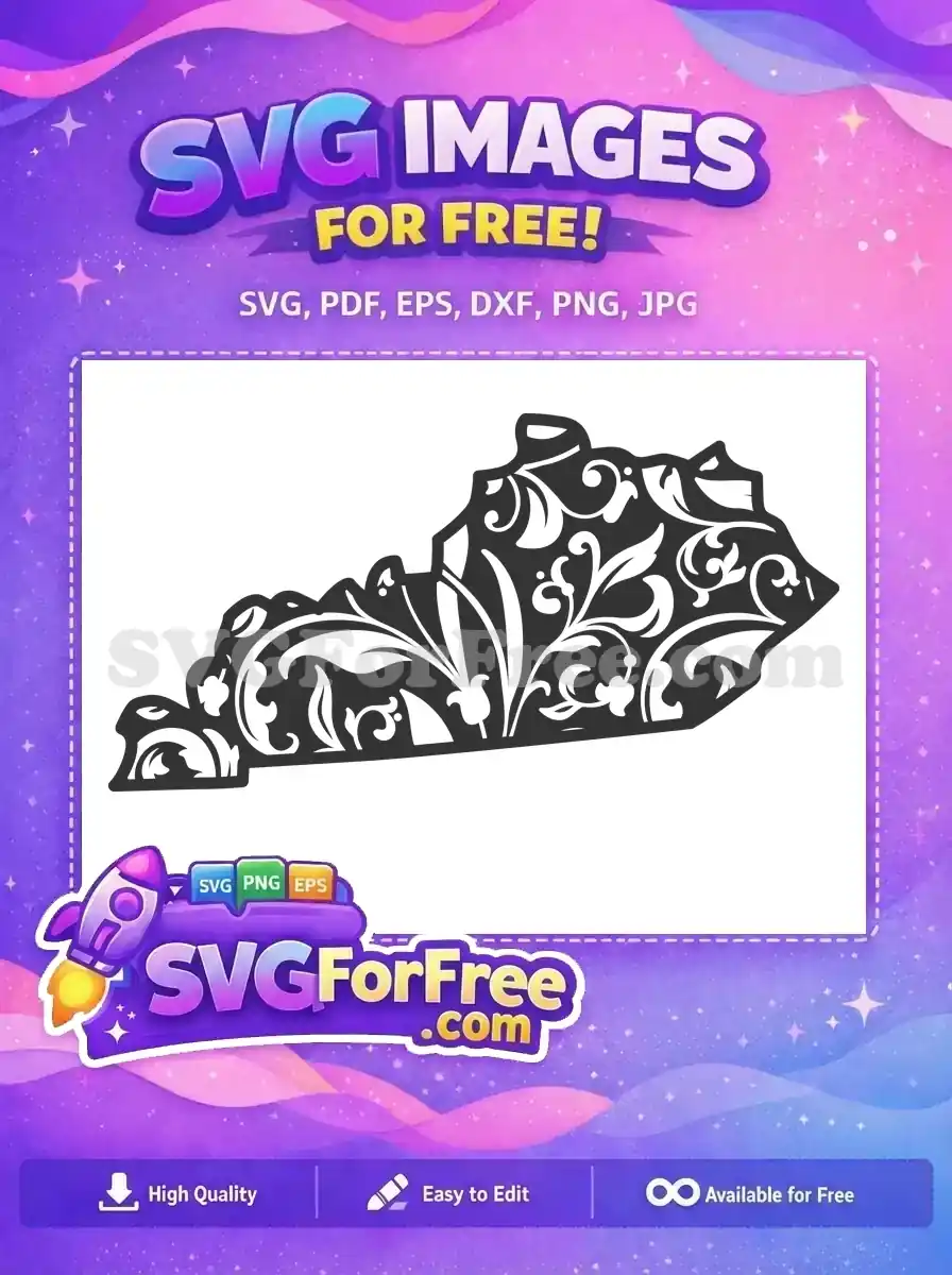 Free Floral Kentucky State Free Silhouette USA Free SVG