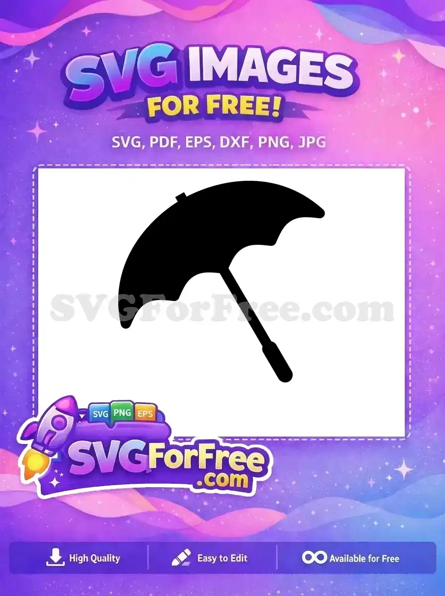 Free Black Silhouette Umbrella Free Weather Accessory Rain Free SVG