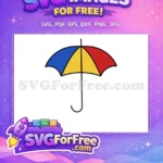 Free Blue Yellow Red Umbrella Free Clipart Colorful Free SVG - Instant Download