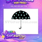 Free Black Umbrella Free Turquoise Raindrops Weather Free SVG - Instant Download