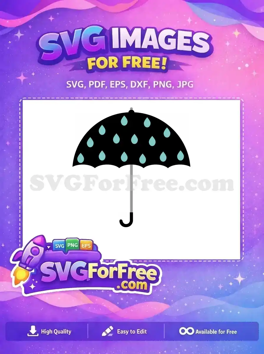 Free Black Umbrella Free Turquoise Raindrops Weather Free SVG