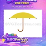 Free Yellow Canopy Free Brown Handle Umbrella Free SVG - Instant Download