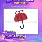 Free Red Spotted Umbrella Free Cartoon Style Umbrella Free SVG - Instant Download