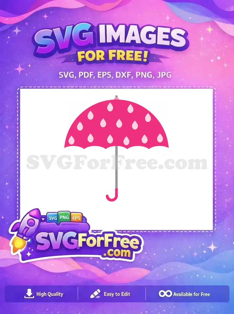 Free Pink Raindrops Free Umbrella Design Graphic Free SVG