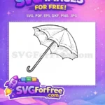Free Black Outline Free Umbrella Simple Graphic Free SVG - Instant Download