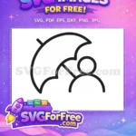 Free Stick Figure Free Umbrella Protection Silhouette Free SVG - Instant Download