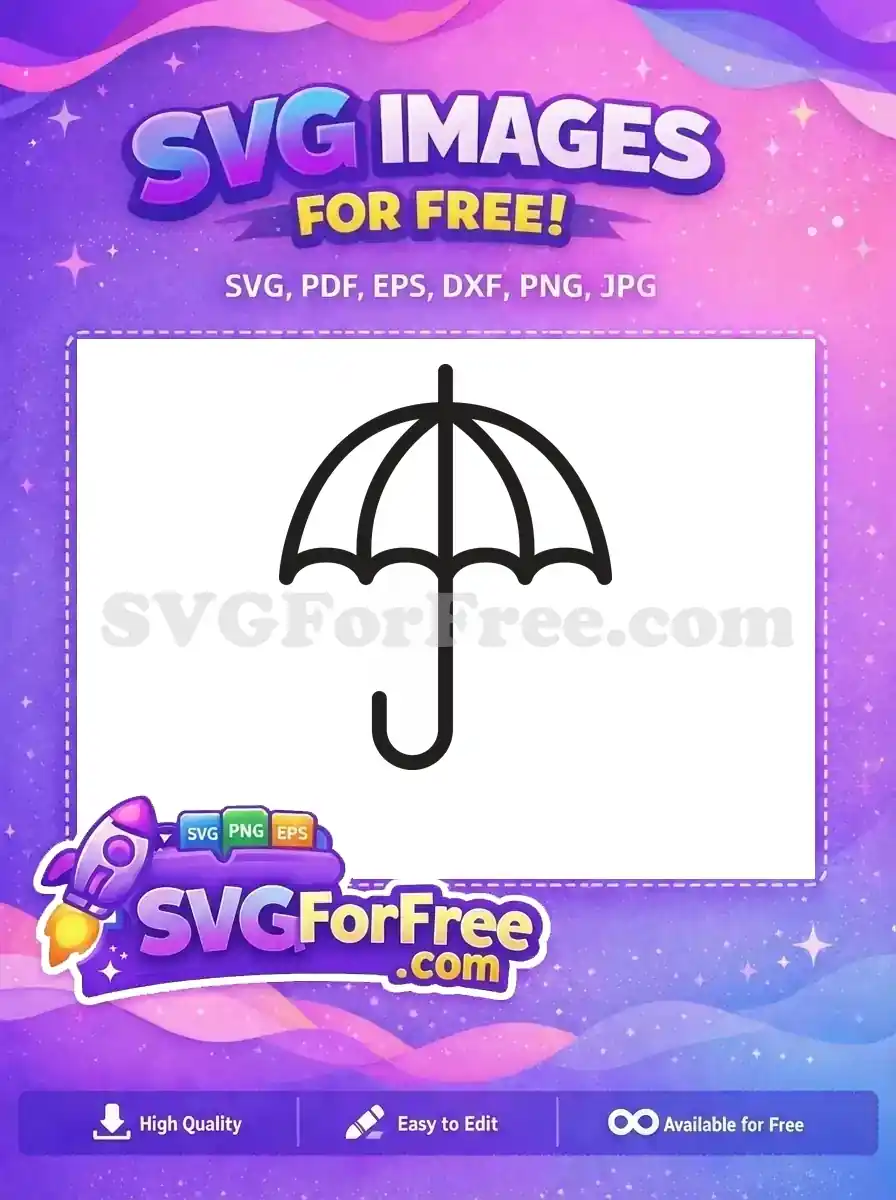 Free Black Line Art Free Weather Icon Umbrella Free SVG