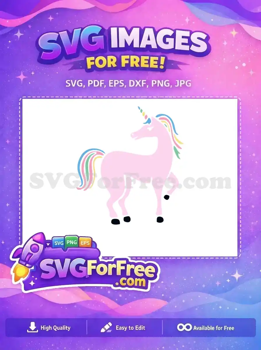 Free Pink Unicorn Free Rainbow Mane Magical Free SVG