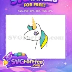 Free Teal Mane Free Purple Eye Unicorn Free SVG - Instant Download