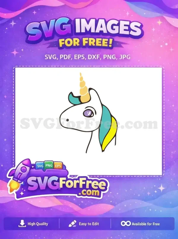 Free Teal Mane Free Purple Eye Unicorn Free SVG
