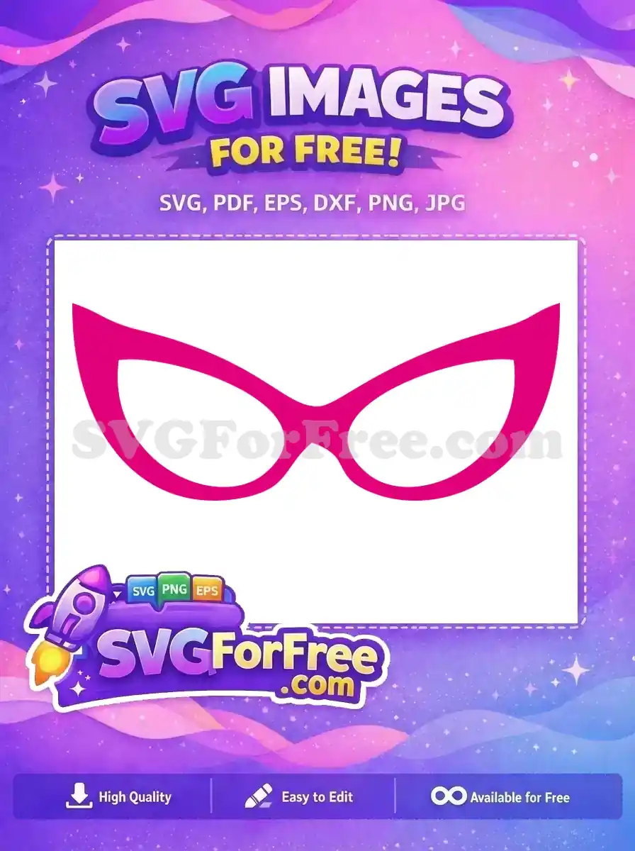 Free Hot Pink Cat Eye Free Retro Glasses Free SVG
