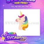 Free Smiling Unicorn Free Rainbow Mane Magical Free SVG - Instant Download