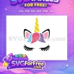 Free Eyelashes Free Colorful Mane Unicorn Face Free SVG - Instant Download