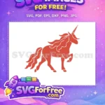 Free Orange Mane Free Spirited Unicorn Silhouette Free SVG - Instant Download