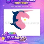 Free Pink Unicorn Free Navy Mane Cartoon Free SVG - Instant Download