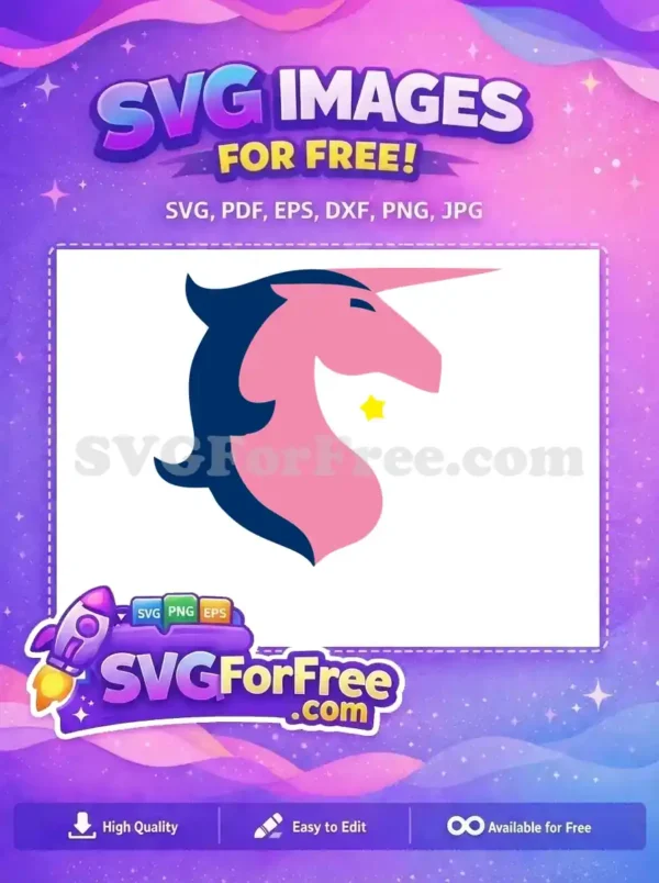Free Pink Unicorn Free Navy Mane Cartoon Free SVG