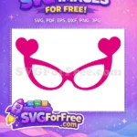 Free Pink Heart Glasses Free Valentine Accessory Wedding Free SVG - Instant Download
