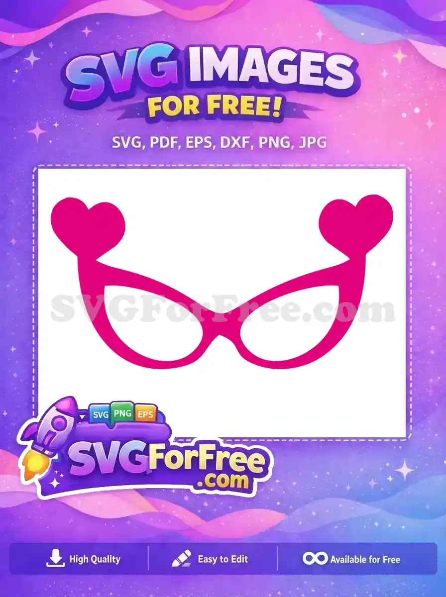 Free Pink Heart Glasses Free Valentine Accessory Wedding Free SVG