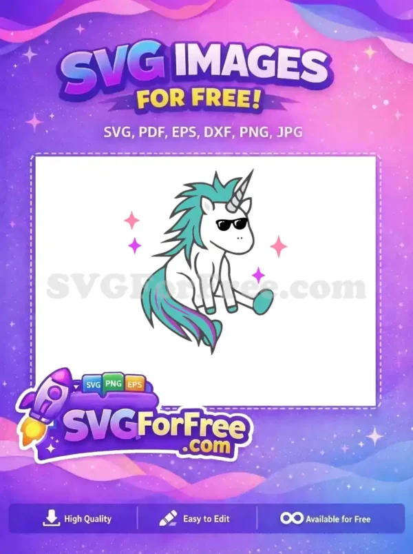 Free Turquoise Mane Free Sunglasses Cool Unicorn Free SVG