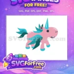 Free Pink Unicorn Free Teal Mane Cartoon Free SVG - Instant Download