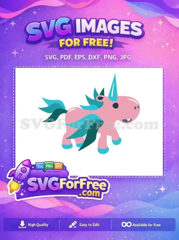 Free Pink Unicorn Free Teal Mane Cartoon Free SVG Free Pink Unicorn Free Teal Mane Cartoon Free SVG
