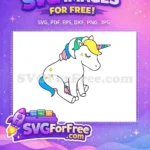 Free Sitting Unicorn Stars Free Colorful Mane Cartoon Free SVG - Instant Download