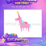 Free Sparkling Horn Free Pink Turquoise Unicorn Simple Free SVG - Instant Download