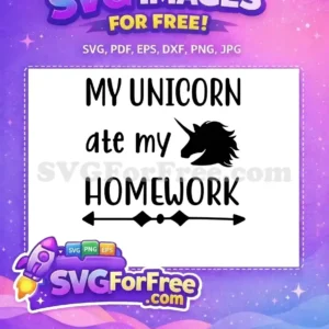 Free Black Silhouette Free Eating Homework Unicorn Free SVG