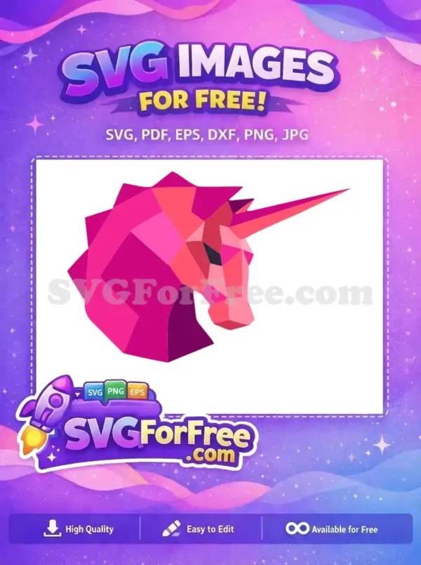 Free Geometric Faceted Free Pink Unicorn Head Free SVG Free Geometric Faceted Free Pink Unicorn Head Free SVG